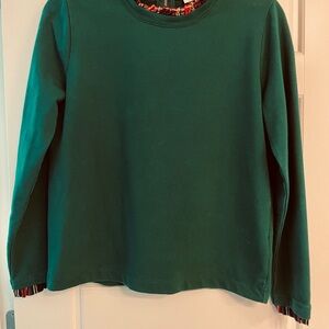 J. Crew Forest Green Top with Plaid Trim